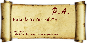 Petrás Arikán névjegykártya